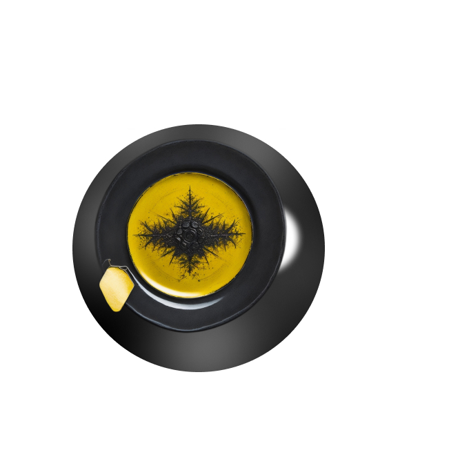 black and yellow plate
